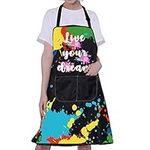 ENSIANTH Artist Aprons Gifts for Painters Aprons with Pockets Painting Cooking Kitchen Apron Painting Lover Gift Artist Lovers Gifts (dream)