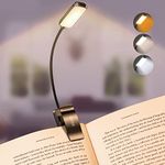 Gritin 9 LED Clip on Book Light, 3 Eye-Protecting Modes Flexible Reading Light Book Lamp (Warm&Cool White Light) -Stepless Dimming, Rechargeable, Long Battery Life, 4-Level Power Indicator