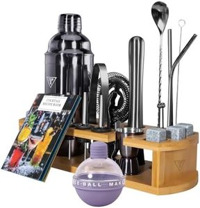 TOP G Cocktail Shaker Set 23+1pcs Cocktail Making Set 750ml Stainless Steel Bartender Kit with Display Stand Essential Bar Accessory Tools - Shaker Jigger Strainer Muddler Liquor Pourers -Black