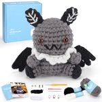 Crochet Kit for Beginners Adults - Mothman Crochet Kit, Crochet Kit for Starter, Include Easy Knitting Soft Yarn, Step-by-Step Video Tutorial, Christmas Birthady, Gift for Adults