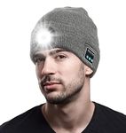 CENSGO Unisex Gadgets Gifts for Men Women Teens, Bluetooth Beanie Hat with Light, USB Rechargeable Wireless Headphones Stocking Stuffers for Camping, Jogging, Hiking (Grey)