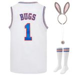 BOROLIN Mens Basketball Jersey #1 Bugs #10 Lola Space Movie Jersey 90s Hip Hop Clothing Shirt for Party (Large, #1 Bugs White)