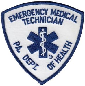 Emergency Medical Technician EMT Uniform Patch, PA Department of Health, White and Blue, Sew-On