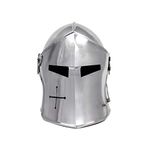 Nagina International Medieval Barbuta Visored Brushed Steel Knights Templar Crusaders Armour Helmet | Halloween Costume Props