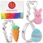 Easter Fun Cookie Cutters 3-Pc. Set Made in The USA by Ann Clark, Easter Bunny, Egg, and Carrot