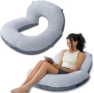 INSEN Reading Pillow, Back Pillow for Sitting in Bed for Reading, Nurse & Relax, Reading Pillow for Adults, Moms & Kids, Sit Up Pillow for Bed (Dot Velvet-Grey, Basic)