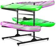 GarveeLife Kayak Storage Rack for 4 Kayaks Freestanding Kayak Rack for Outdoor Storage with Movable Wheels, Heavy-Duty Steel Kayak Hanger Holder with Hanging Straps
