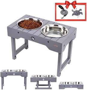 HTB Elevated Dog Bowls with Slow Feeder & Pet Leash,Raised Dog Bowl Stand Adjusts to 3.1”,8.1”,11.8”