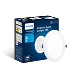 PHILIPS Astra Sleek 5-watt Round LED Downlighter | LED Ceiling Light for Home and Hall | Cut Out: 75 mm, Color: Natural White, Pack of 1