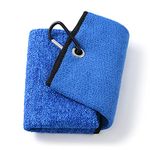 Mile High Life | Tri-fold Microfiber Golf Towel | Innovative Dual Side Design w/Dirt Scrub Side and Soft Cleaning Side | Light Weight | Excellent Water Absorbance | Please Watch Video (Blue/Black)