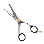 BRV Men Professional Razor Sharp Hair Scissors - 16.5 cm (6.5") - Hand Sharpened and Hand Polished Hair Cutting Scissors - High Carbon Stainless Steel (Silver)