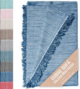 Colcha Multiusos; Plaid Sofa, Manta Foulard, Cubre Cama, Foulard para Sofas de Algodón y Otras Fibras Acabado de Calidad Fabricado en España. (Azul Jaspeado 02,180x260cm)