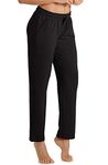 icyzone Women's Sweatpants Sport Joggers Pants Lounge Straight Leg Trousers with Pockets (M, Black)