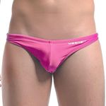 sandbank Men's Sexy Low Rise Mesh Thong Swim Briefs (Asian Tag XL Waist:33"-35", Pink #1)