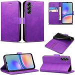 EKAM For Samsung Galaxy A05s Case, Premium PU Leather Folio Cover Magnetic Closure Full Protection Book Design with [Card Slots] and [Kickstand] for Galaxy A05s [ 6.7 inch ] (Purple)