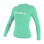 O'Neill Wetsuits Women's Women's Basic Skins Long Sleeve Rash Guard Shirt, Light Aqua, XL UK