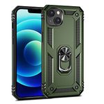 Korecase Compatible with iPhone 14 Case, Extreme Protection Military Armor Dual Layer Protective Ring Kickstand Olive Green