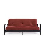 DHP Cleo Full Size Black Metal Futon Frame with 6” Mattress, Red