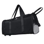 Storite Nylon 83 Cm Extra Large Strong Travel Duffle Bag, Luggage Bag Covertible Backpack Trolley Duffel Storage Bag with 2 Wheels & Pull Handle - (Black.83x36cm)