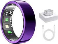 Smart Ring Purple - Size-9 Health Tracker with Free Subscription, Gesture Remote Beauty Shot & Brush Video, Fitness Sleep Heart Rate Tracking Ring with Charging Case, Compatible with iOS & Android