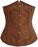 Alivila.Y Fashion Womens Sexy Satin Vintage Underbust Waist Training Corset Bustier, Brown 12 Steel Bones, XX-Large