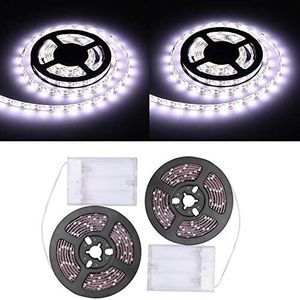 Sunboia LED Strip Light 2Pack,Flexible Strip Light 1m Battery Operated Sticky Backed LED Light,TV Backlight,Waterproof Lights Strip for Cupboard Cabinet Home Illuminate-Cool White