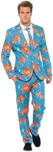 Smiffys Men's Goldfish Suit Blue with Jacket Trousers and Tie, Blue, Medium