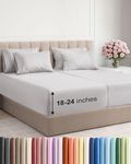 Extra Deep Split King Sheet Set - 7 Piece Breathable & Cooling Sheets - Hotel Luxury Bedding Set w/18-24 Inch Extra Deep Pockets - Easy Fit, Soft, Wrinkle Free & Comfy - French Grey, Split King Size