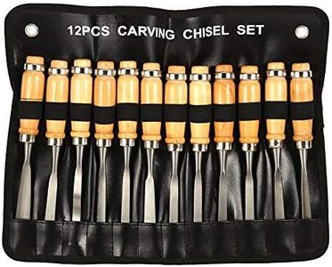 12 Pcs Professional Wood Handle Carving Chisels Tools, Woodworking Sculpting Wood Carving Chisel Set for DIY Art Craft Clay Carpentry