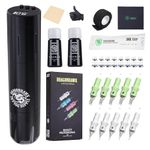 Dragonhawk X3 Pro Tattoo Wireless Gun Pen Machine Kit, Rca Jack Battery Power Supply, 10 Cartridges Needles, Tattoo Kit for Beginner