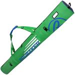 BRUBAKER Padded Ski Bag Skibag 'Carver Champion' for one Pair of Ski and Poles 170 cm Green/Blue