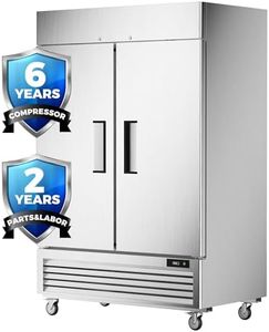 Coolski 54’’ Commercial Freezer with 2 Door, Stainless Steel Reach-in Freezer Upright with 49 Cu.Ft/8 Shelves, Two Section Fan Cooling Freezers for Restaurant Garage ETL NSF Approved