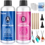 Epoxy Resin Crystal Clear Kit -16oz /474ml Casting Resin for Jewellery DIY Art Resin Coating Easy Cast Epoxy, with Instructions/Bonus Sticks/Graduated Cups/Beak Cover