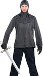 Amscan Chain Mail Tunic and Hood Costume (3 Piece), Multicolor, One Size