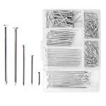 D.A.Y. Republic 250 Assorted Flat Head Nails Perfect for Wood and Hanging Pictures, Long, Medium and Small Wall Nails for DIY and Crafts, Home Décor, Woodwork, Furniture and Construction, Silver