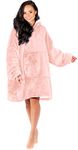 Nightbex® Original Blanket Hoodie - Oversized Super Soft Hoodie Blanket with Fleece - Wearable Comfy Hooded Sweatshirt for Men, Women & Children | One Size fits All Blush Pink