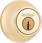 Kwikset 660 Deadbolt Deadbolt Lock, Polished Brass Round Exterior Keyed Front Entry Door, Single Cylinder Dead Bolt