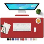 TOWWI PU Leather Desk Pad with Suede Base, Multi-Color Non-Slip Mouse Pad, 32” x 16” Waterproof Desk Writing Mat, Large Desk Blotter Protector (Red)