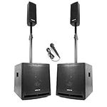 Vonyx VX1000 Active PA Speaker System with Subwoofers, Mounts and Microphone Bluetooth Mobile DJ Set