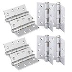 XFORT 4 Inch (100mm) Polished Chrome Ball Bearing Hinges, Steel Door Hinge for Wooden Doors (4 Pairs)