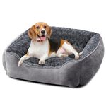 JOEJOY Dog Bed Medium - Washable Dog Bed Anti-Anxiety Dog Bed Soft Plush Dog Bed Rectangle Non-Slip Bottom Pet Bed - Small | Medium | Large Size Mattress Mat For Dog, Grey