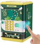 Deejoy Dinosaur Electronic Piggy Bank for Boys,Mini ATM Toys of Kids,Savings Machine with Personal Password & Fingerprint Unlocking Simulation - Music Box with Songs Age 3-8 Years