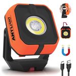 Work Light, Magnetic Rechargeable Light with 4 Modes & 150°Rotatable, 1200LM Waterproof Portable Light with 360° Rotating Hook for Emergency Car Repair, Grill, Outdoor Work (1 Pack with Hook)