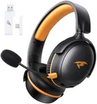 KOFIRE Wireless Gaming Headset, 2.4GHz USB Gaming Headphones with Bluetooth 5.4, 53MM 3D Stereo Sound, 65H Battery, ENC Noise Canceling Mic, 3.5mm Wired, for PS5, PC, PS4, Mac, Switch, Black-Orange