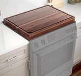 Brterade Stove Top Cover Board 30 x 22 inch for Gas Burners and Electric Stove, Acacia Wood Noodle Board with Build-in Wavy Handles and Juice Grooves, Glass Top Stove Protecter for Counter Space