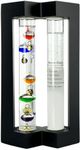 Lily's Home Desktop Weather Station, with Galileo Thermometer and Fitzroy Storm Glass Weather Predictor, 5 Multi-Colored Spheres, Matt Black