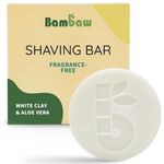 Bambaw | Shaving Soap Bar | 80g | Organic White Clay & Aloe Vera Shaving Bar | Shaving Soap Sensitive Skin | Eco Soap Bar | Vegan Soap Bar | Fragrance-Free Shaving Soap