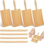 Tessco 4 Pieces Gnocchi Board Wood Pasta Board Beechwood 8.46 Inches with 4 Pieces Roller Gnocchi Paddle Pasta Making Tools Gnocchi Pasta Board Set for Homemade Pasta Maker Kitchen Gift Ideas