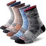 Men's Hiking Walking Socks, FEIDEER 5 pack Outdoor Recreation Wicking Cushioned Quarter Crew Socks for Men (5MS20205-XL)