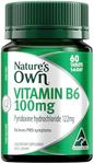 Nature’s Own Vitamin B6 100mg Tablets 60 - Vitamin B Reduces PMS Symptoms - Supports Healthy Red Blood Cell & Energy Production - Maintains Mental Function - Supports Healthy Immune System Function